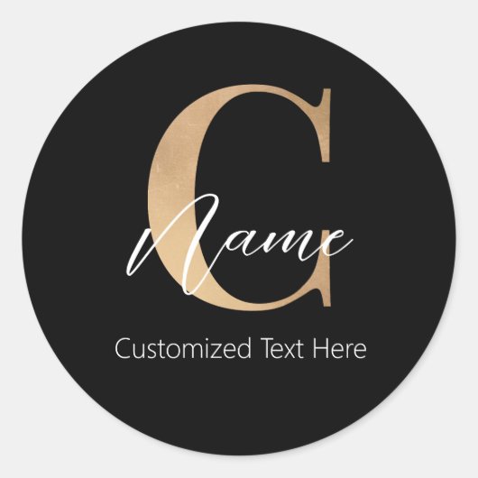 Sticker Rond Moderne Monogramme Initial C & Nom Personnalisé (Devant)