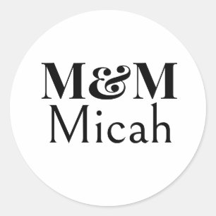 Sticker Rond Moderne Monogramme Minimaliste Élégance Luxueuse M