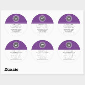 Sticker Rond Moderne Monogramme Violet esthétique (Feuille)