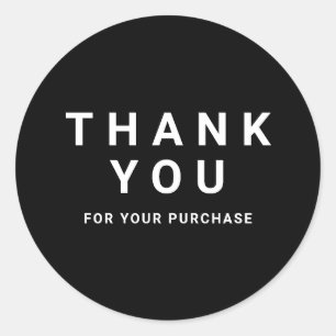 Sticker Rond Moderne noir et blanc merci pour votre achat