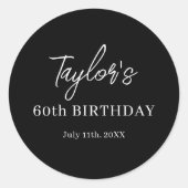 Sticker Rond Moderne Nom Date 60e Anniversaire (Devant)