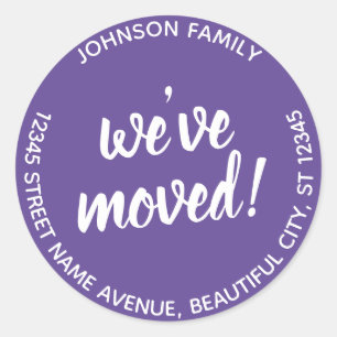 Sticker Rond Moderne Nous avons déménagé Violet Violet Nouveau 