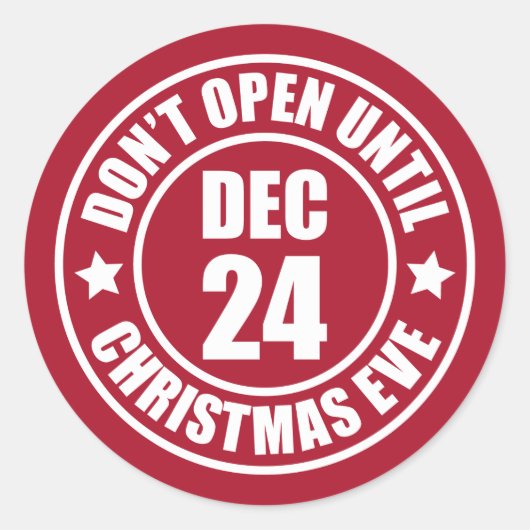 Sticker Rond Moderne N'Ouvre Pas Jusqu'Au Timbre De Noël (Devant)