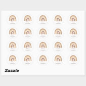 Sticker Rond Moderne Pastel Brown Rainbow Boho Baby shower (Feuille)