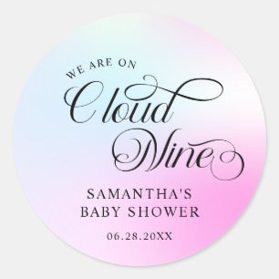 Sticker Rond Moderne Pastel Pink Cloud Neuf Baby shower