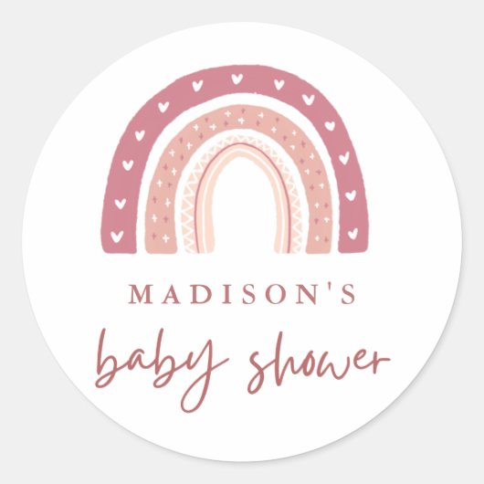 Sticker Rond Moderne Pastel rose arc-en-ciel Baby shower classi (Devant)