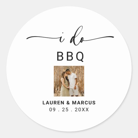 Sticker Rond Moderne Photo Rustique Je Dis BBQ (Devant)