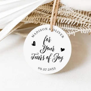 Sticker Rond Moderne Pour Vos Larmes de Joie Mouchoir Mariage