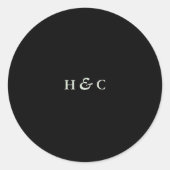 Sticker Rond Moderne Premium Noir Onyx Plain Mariage simple (Devant)