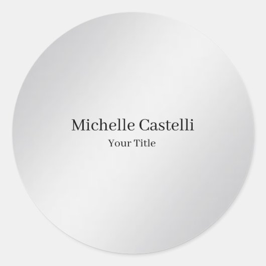 Sticker Rond Moderne professionnel unique gris métallique (Devant)