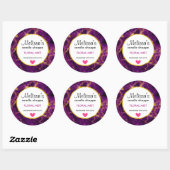 Sticker Rond Moderne Purple & Gold Abstrait Soap Candle Busines (Feuille)