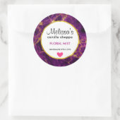 Sticker Rond Moderne Purple & Gold Abstrait Soap Candle Busines (Sac)