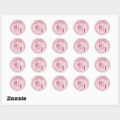 Sticker Rond Moderne Quirky Hand Draw Bow PINK & RED Mariage (Feuille)