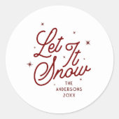 Sticker Rond Moderne Rétro Laisser Neige Script Noël | Red (Devant)