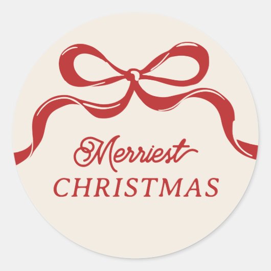 Sticker Rond Moderne Retro tendance Noël Red Bows Holiday (Devant)