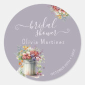 Sticker Rond Moderne Romantique Fleurs de Printemps Vase Fête d (Devant)