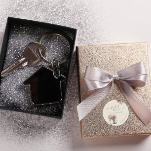 Sticker Rond Moderne Romantique Fleurs de Printemps Vase Fête d