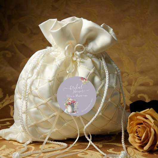 Sticker Rond Moderne Romantique Fleurs de Printemps Vase Fête d