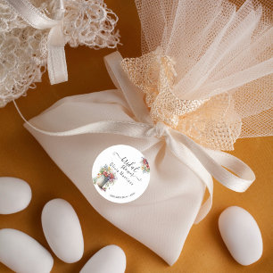 Sticker Rond Moderne Romantique Fleurs de Printemps Vase Fête d