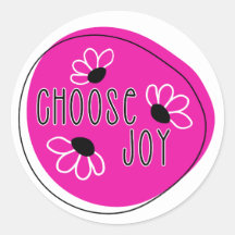 Sticker rond moderne rose et noir Choisissez Joy