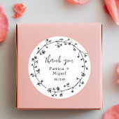 Sticker Rond Moderne Rustique Fleur sauvage Folk Mariage Merci