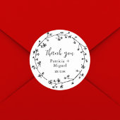 Sticker Rond Moderne Rustique Fleur sauvage Folk Mariage Merci