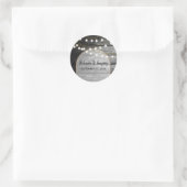 Sticker Rond Moderne Rustique Noir Bois Lumière Arc Mariage (Sac)