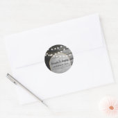 Sticker Rond Moderne Rustique Noir Bois Lumière Arc Mariage (Enveloppe)