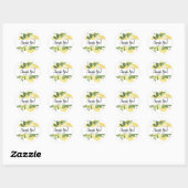Sticker Rond Moderne Rustique Script Merci Aquarelle Lemon (Feuille)