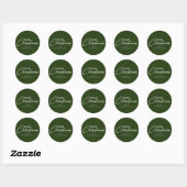 Sticker Rond Moderne Script de Joyeux Noël personnalisé vert (Feuille)