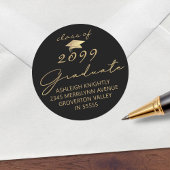 Sticker Rond Moderne Script Gradué Black Gold