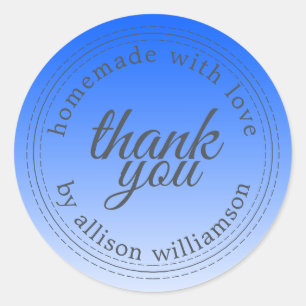 Sticker Rond Moderne simple bleu clair ombre merci