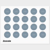 Sticker Rond moderne Simple bleu poussiéreux Signature Typograp (Feuille)