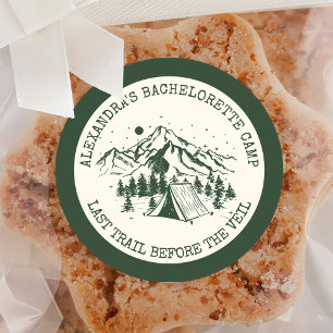 Sticker Rond Moderne Simple Camping Week-end Bachelorette Party