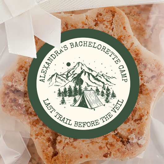 Sticker Rond Moderne Simple Camping Week-end Bachelorette Party