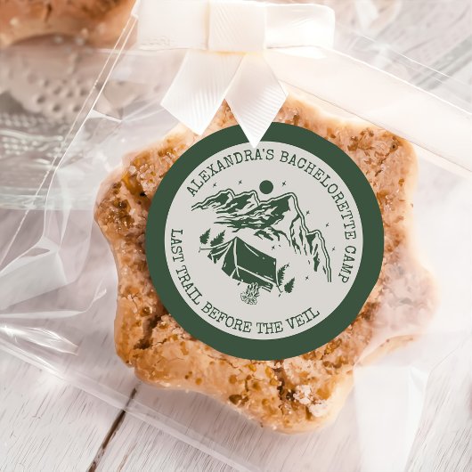 Sticker Rond Moderne Simple Camping Week-end Bachelorette Party