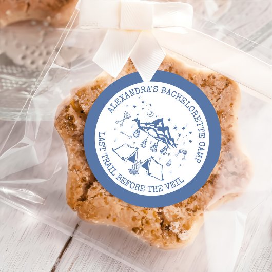 Sticker Rond Moderne Simple Camping Week-end Bachelorette Party