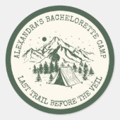 Sticker Rond Moderne Simple Camping Week-end Bachelorette Party (Devant)