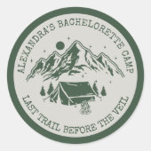 Sticker Rond Moderne Simple Camping Week-end Bachelorette Party (Devant)