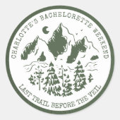 Sticker Rond Moderne Simple Camping Week-end Bachelorette Party (Devant)