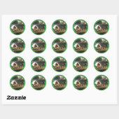 Sticker Rond Moderne Simple Camping Weekend Bachelorette (Feuille)
