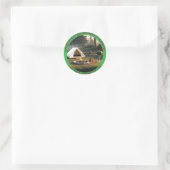 Sticker Rond Moderne Simple Camping Weekend Bachelorette (Sac)