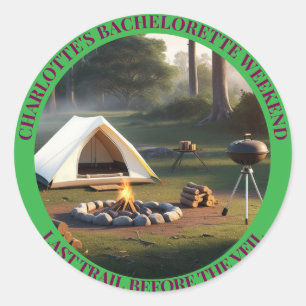 Sticker Rond Moderne Simple Camping Weekend Bachelorette