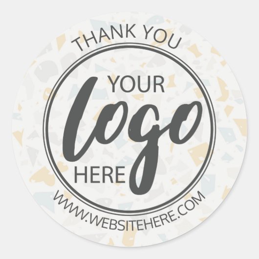 Sticker Rond Moderne simple céramique Terrazzo Votre logo ici (Devant)