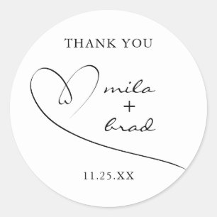 Sticker Rond Moderne simple élégant Mariage rose blanc