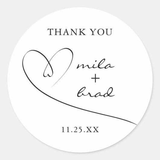 Sticker Rond Moderne simple élégant Mariage rose blanc (Devant)