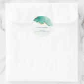 Sticker Rond Moderne simple Emerald Gold Beach Merci de mariage (Sac)