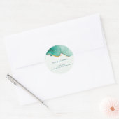 Sticker Rond Moderne simple Emerald Gold Beach Merci de mariage (Enveloppe)
