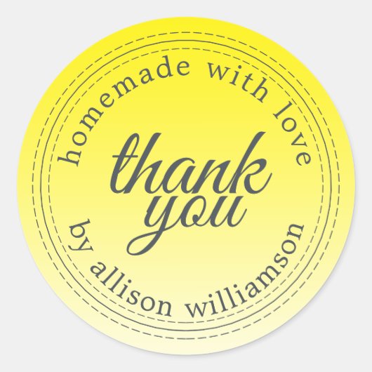 Sticker Rond Moderne simple jaune vif ombré merci (Devant)