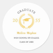 Sticker Rond Moderne Simple Laurel Wreath Gold Casquette Party  (Devant)